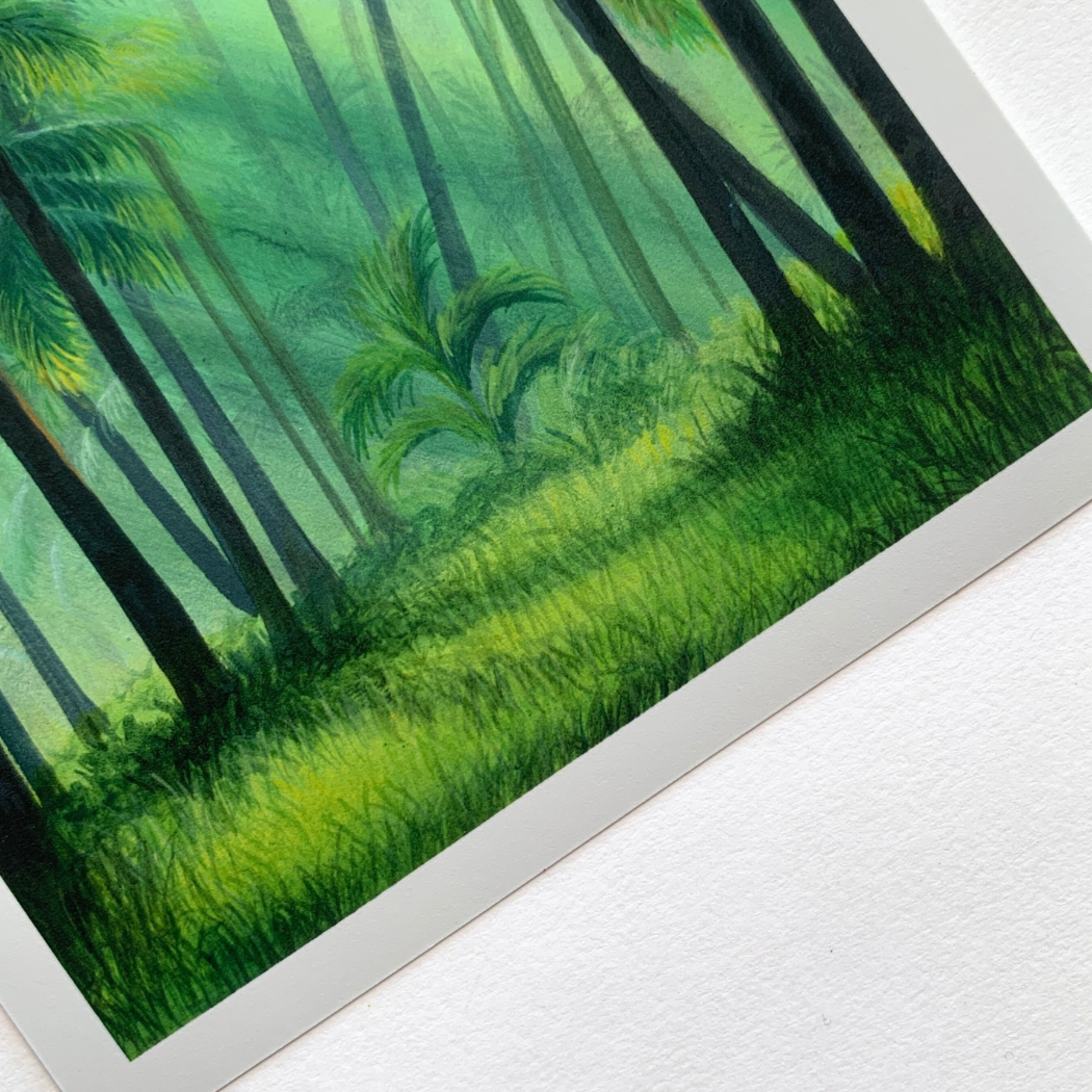 Forest Painting Wall Decor for Living Room with Sunray through Palm Trees in Tropical Forest Landscape Wallpaper Art Print for Home Decor