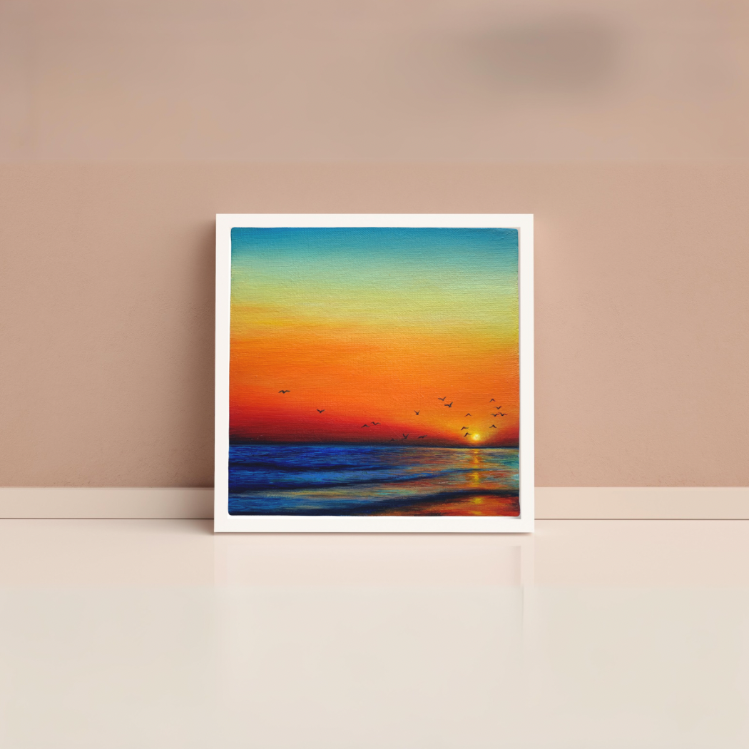 Sunset on a beach: Original Acrylic Painting