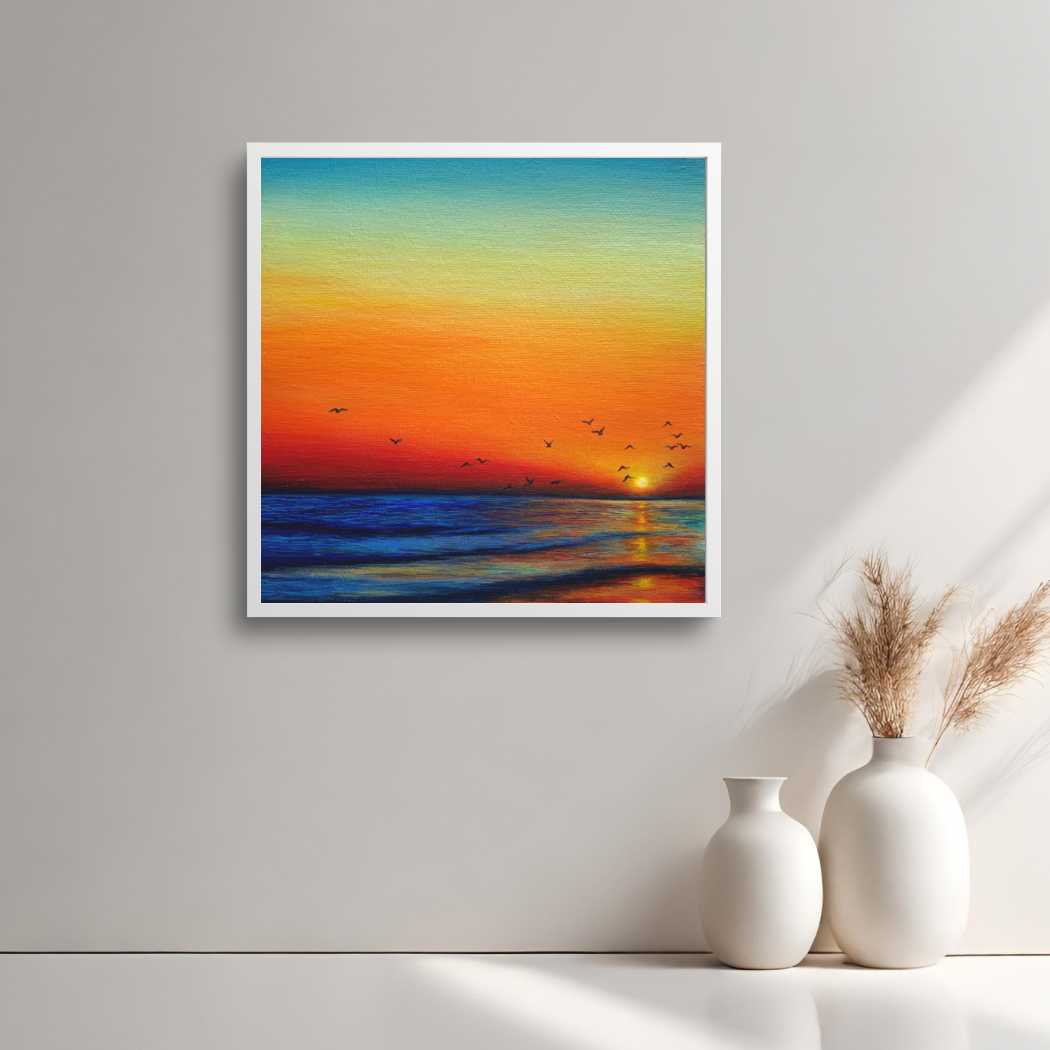 Sunset on a beach: Original Acrylic Painting