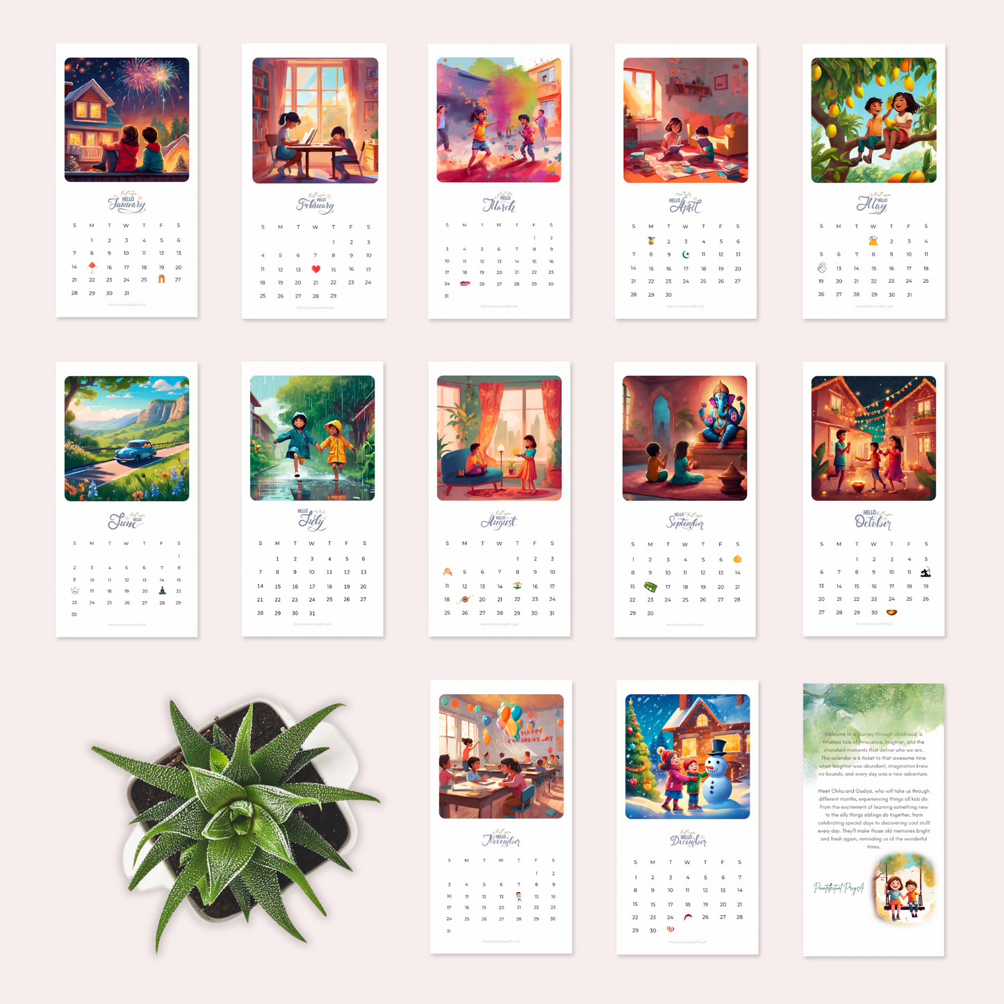 Bookmark Calendar 2024: Innocent Echoes