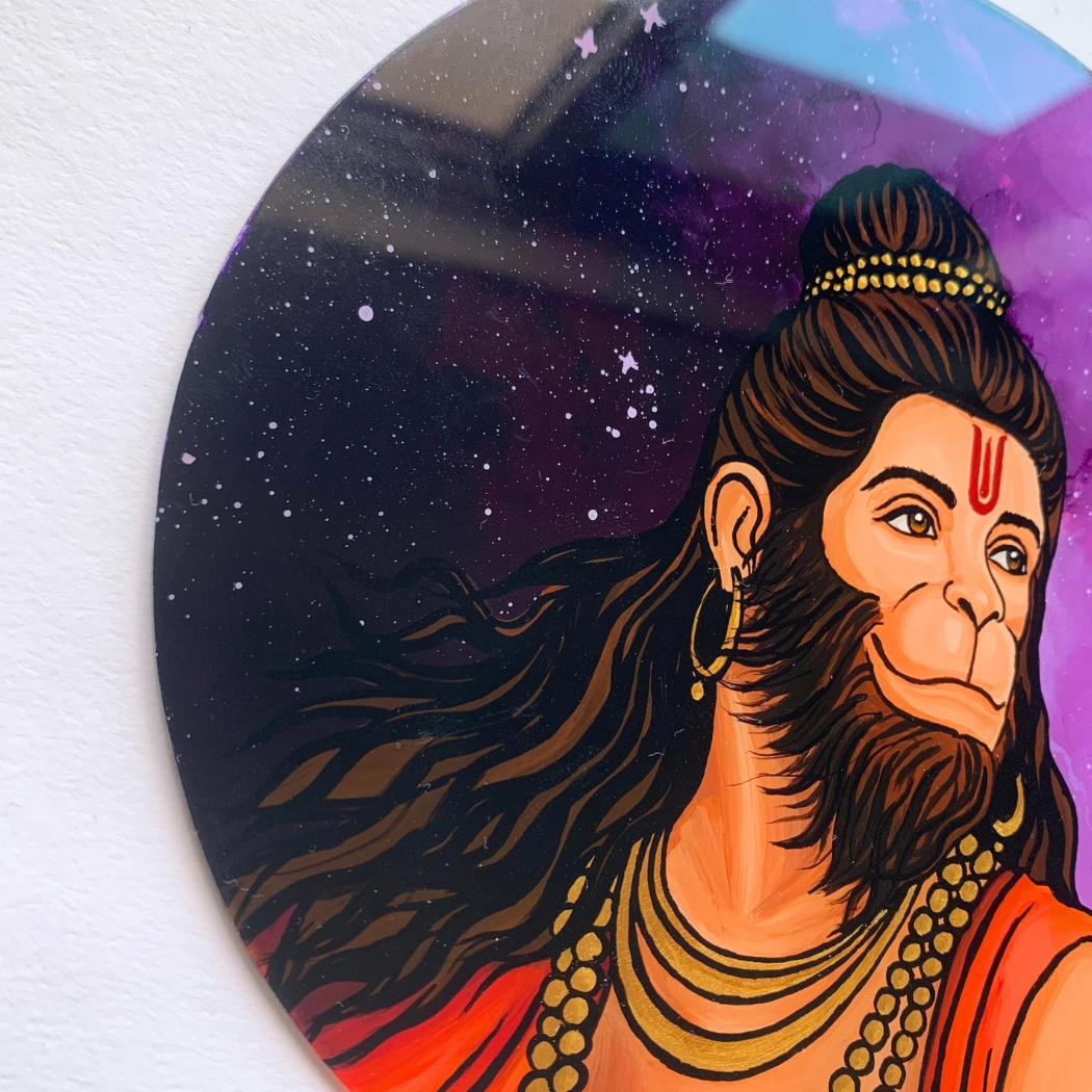 Hanuman Original Glass Painting