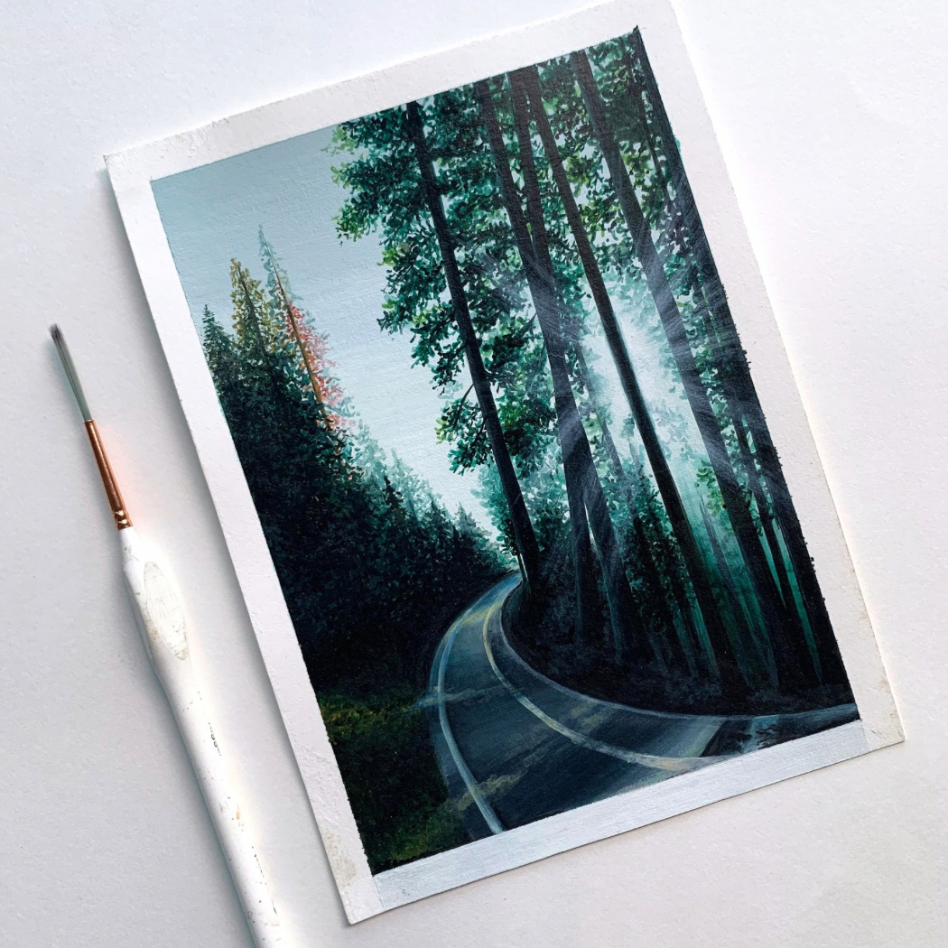 Forest Journey: Gouache Painting Prints