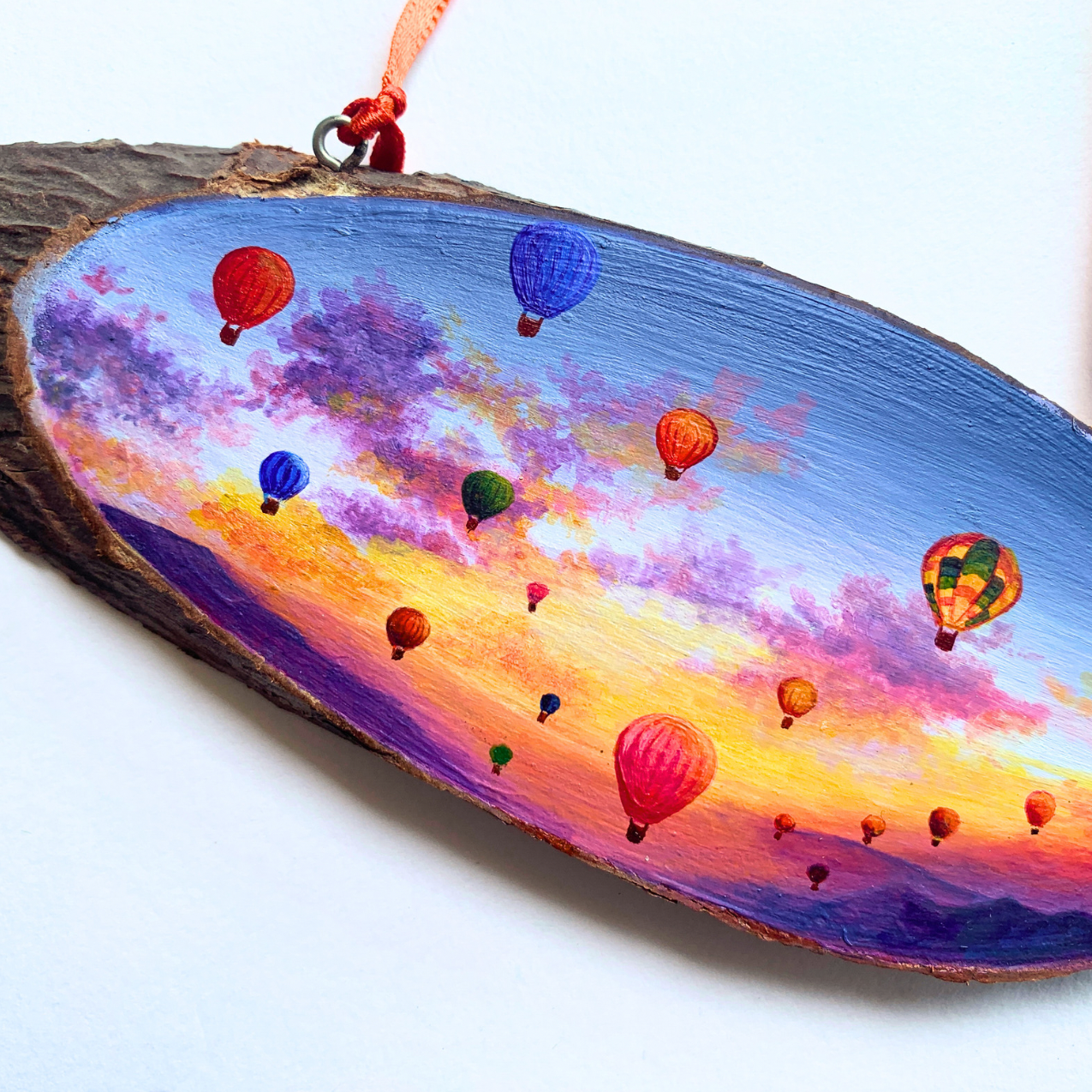 Mini Wood Painting | Adorable Wall Hanging Home Decor | Flying in a Vibrant Sky