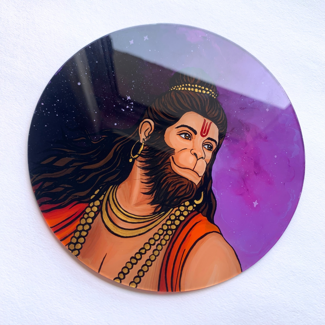 Hanuman Original Glass Painting