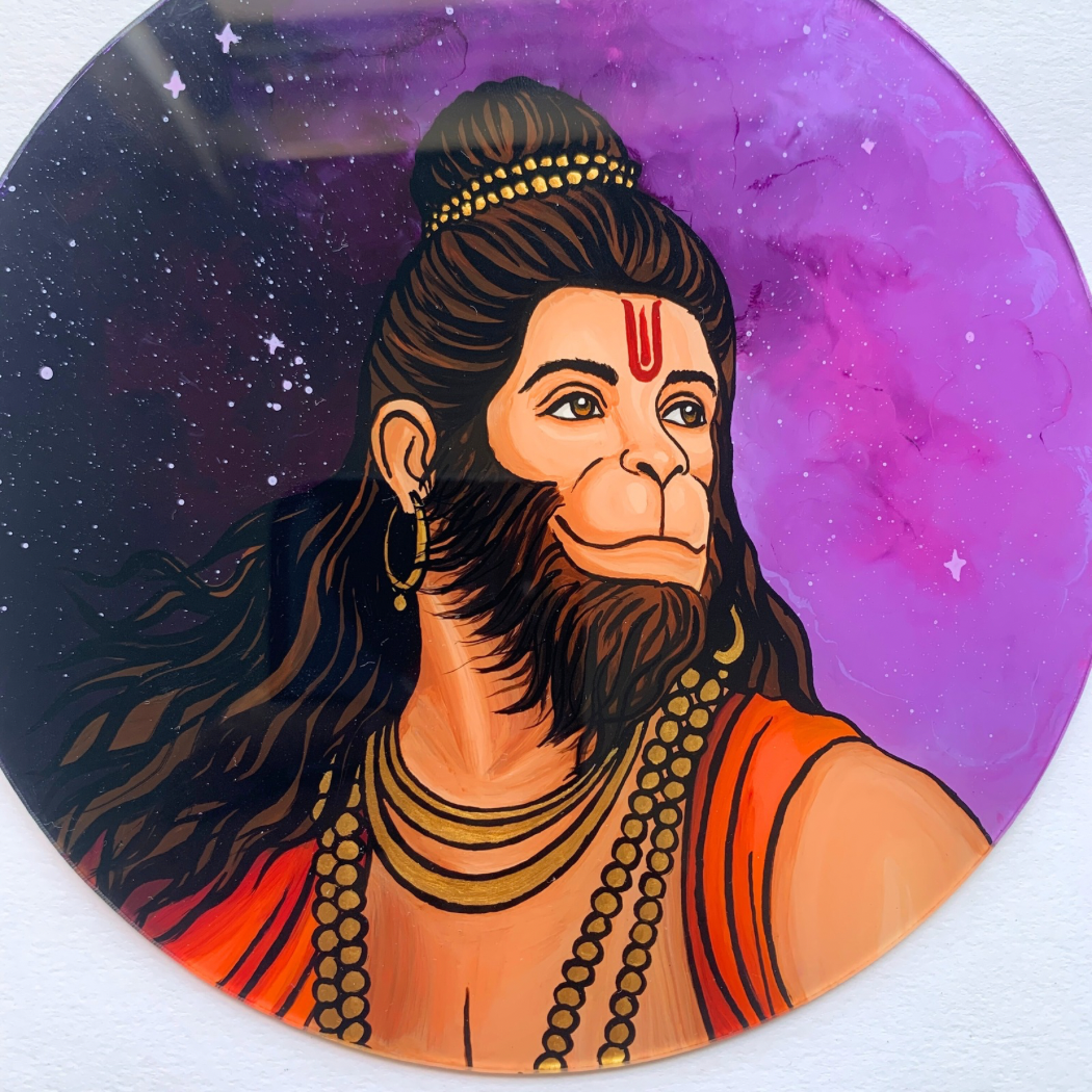 Hanuman Original Glass Painting