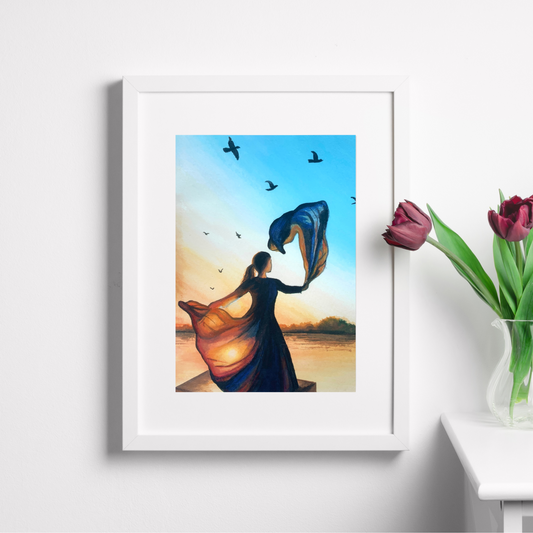 Art Print Of Enchanting Sunset Dance of a Girl | Wall Art Home Decor