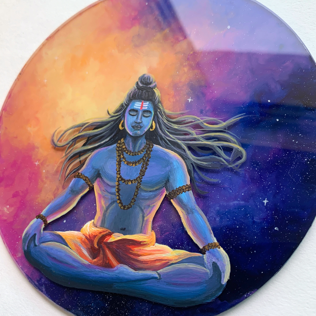 Shiva Original Glass Painting