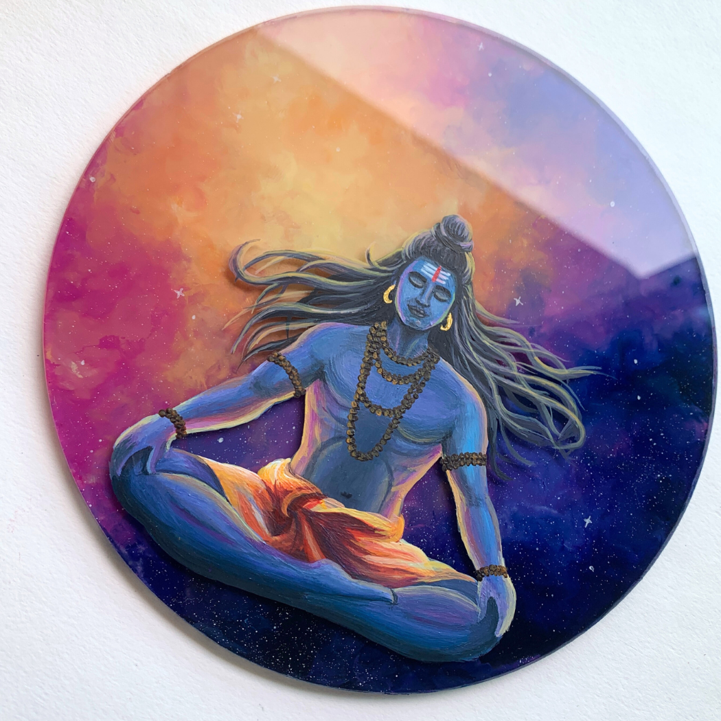 Shiva Original Glass Painting